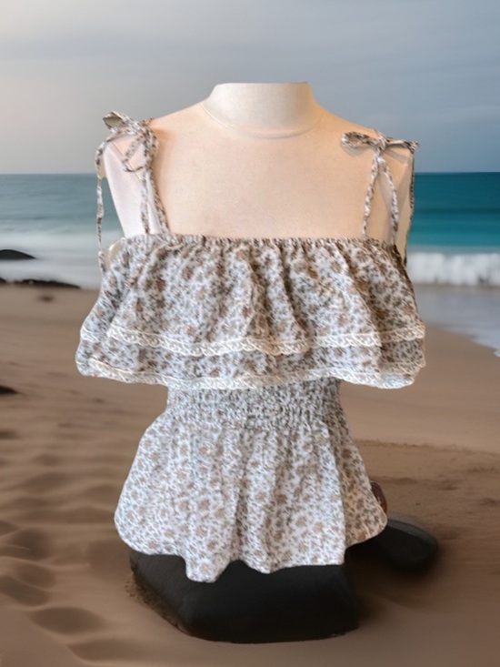 Cecico Tops - Ruffle Lace Tank Spaghetti Strap